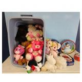 Assorted Plush Toys & Decorative Christmas Tins