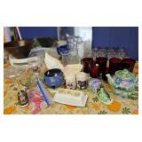 Vintage Milk Glass Butter Dish, Teapot, Salt & Pep