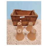Wood Crate with 4 Glass Light Shades