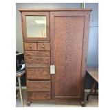l Armoire - Antique Wardrobe, Oak Wood, Mirror