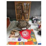 Vintage Decor Lot: Star, Clock, Wood Display