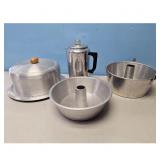 Vintage Aluminum Cookware Lot - Cake Pans, Coffee