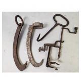 Vintage Tools - Sickles, Hay Hook, Ratchet Device