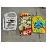 Body Boards, Pillow, and Laundry Basket Lot