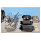 Baking Pans Lot: Loaf, Bundt, Square, Cooling Rack