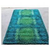 Blue & Green Shag Rug 54 inch x 81 inch