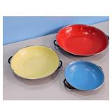 Enamelware Skilletl Set - Red, Yellow, Blue