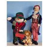 Patriotic Holiday Dolls - Uncle Sam, Snowman, and