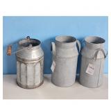 Set of 3 Metal Milk Can Style Vases