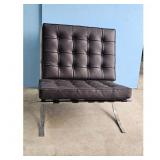 Barcelona Style Chair Black Leather Chrome Frame