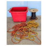 Red Tub with Electrical Wire and Spool