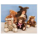 Porcelain Face Animal Costume Dolls Lot