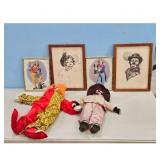 Clown Art & Doll Lot 6 items