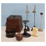 Home Decor Lot: Bucket, Clock, CLIP STANDS
