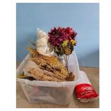 Floral Craft Lot Artificial Flowers & Snow Blanket