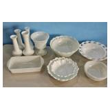 10PC Vintage Milk Glass Vase & Bowl Collection