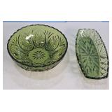 Avocado Green Glass Bowl and Dish Set