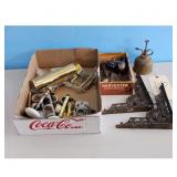 Antique Hardware Lot: Brackets, Casters, Knobs