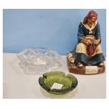 Figurine & Glass Ashtrays Lot