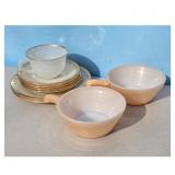 Vintage Peach Lusterware Cups and Saucers Set