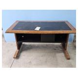 Wood Frame Desk with Black Top and Storage