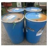 4 - 50 Gallon Steel barrels w Lids