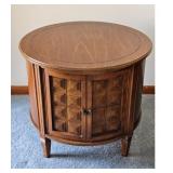 Vintage Round Accent Table with Storage Cabinet