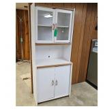 White Hutch Cabinet with Glass Doors