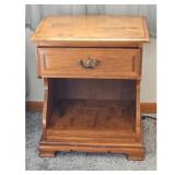 Wood Nightstand with Drawer and Shelf