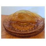 Vintage Indiana Glass Amber Tiara Sandwich Serving