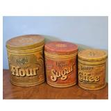 Vintage Flour Sugar Coffee Canister Set