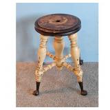 Antique Piano Stool Claw Foot Adjustable Height
