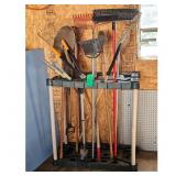Garden Tool Storage Rack with Tools