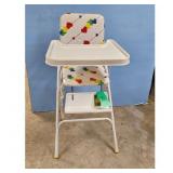 Vintage Folding Baby High Chair White Frame Heart