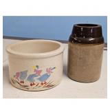 Two Stoneware Pottery Jars/crock