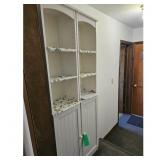 2 White Painted Wood Bookcase Cabinet