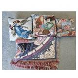 Assorted Decorative Pillows and Throw Blanket
