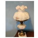 Fenton Hurricane Parlor Lamp Floral Design