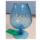 Electric Blue Glass Dimpled Goblet Vase