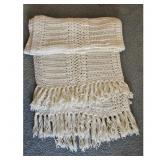 Handmade Crochet Throw Blanket with Fringe
