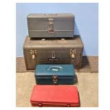 Craftsman & Unbranded Metal Tool Boxes Lot of 4