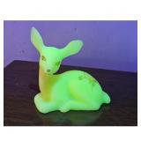 Fenton Uranium Vaseline Glass Deer Figurine