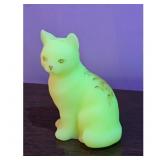 Vintage Fenton Green Cat Figurine