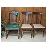 Set of 3 Vintage Wooden Chairs