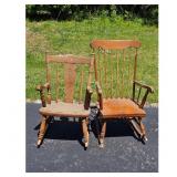 Vintage Wooden Rocking Chairs Set