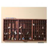Vintage Wooden Printers Tray with Bunny Figurines