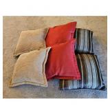 Set of 5 Decorative Throw Pillows - Beige Corduroy