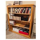 Wooden Bookcase with Books and Media