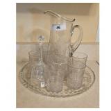 Crystal Pitcher and Glasses Set with Tray