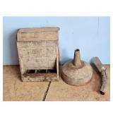 Vintage Metal Feeder Hopper and Funnel Lot